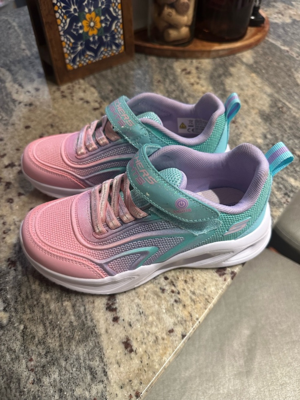 Skechers Kids Pink, Teal & Lavender Light-Up Hook-and-Loop Sneakers